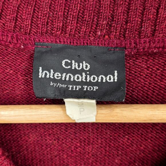 CLUB INTERNATIONAL VINTAGE MEN'S V-NECK SWEATER – MAROON / GRAY / WHITE – SIZE S - Picture 4 of 8